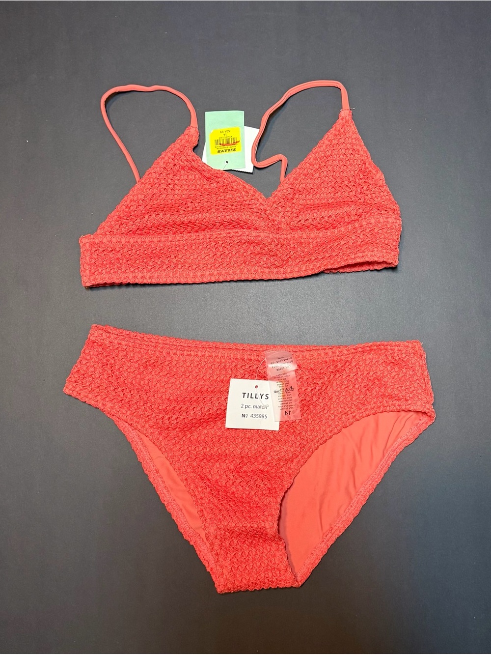 Full Tilt Girls Coral Textured Two-Piece Swim Bikini
